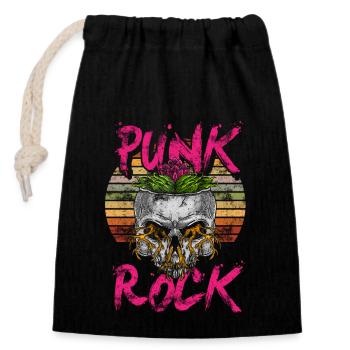 Punk Totenkopf Punkrock Punks Punkrocker - Verschließbarer Geschenkbeutel aus Baumwolle (14x20cm) - Schwarz - Vorne