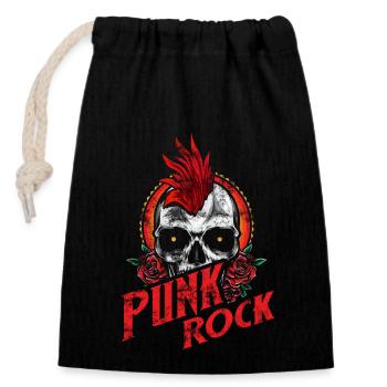 Punk Totenkopf Punkrock Punks Punkrocker - Verschließbarer Geschenkbeutel aus Baumwolle (14x20cm) - Schwarz - Vorne