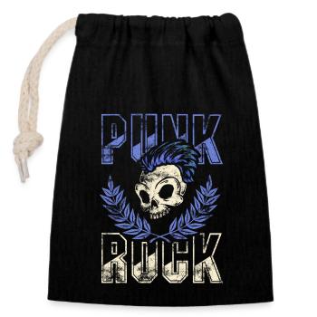 Punk Totenkopf Punkrock Punks Punkrocker - Verschließbarer Geschenkbeutel aus Baumwolle (14x20cm) - Schwarz - Vorne