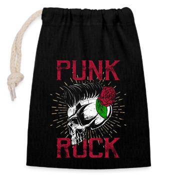Punk Totenkopf Punkrock Punks Punkrocker - Verschließbarer Geschenkbeutel aus Baumwolle (14x20cm) - Schwarz - Vorne
