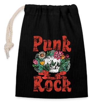 Punk Totenkopf Punkrock Punks Punkrocker - Verschließbarer Geschenkbeutel aus Baumwolle (14x20cm) - Schwarz - Vorne