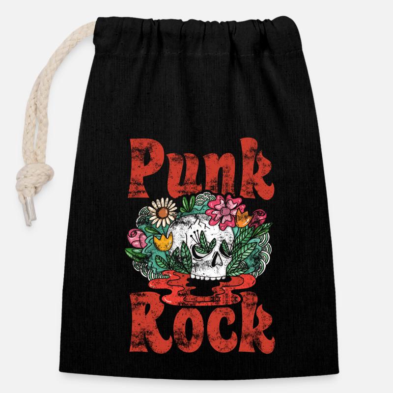 Punk skull punk rock punks punk rocker - Closable cotton gift bag (14x20cm) - black