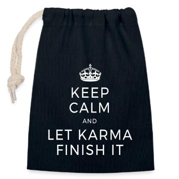 Keep Calm And Let Karma Finish It Yoga Liebe Zen - Verschließbarer Geschenkbeutel aus Baumwolle (14x20cm) - Navy - Vorne