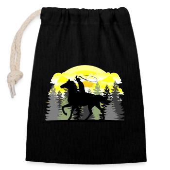 équitation Western - Sac cadeau en coton avec cordon (14 x 20 cm) - noir - Devant
