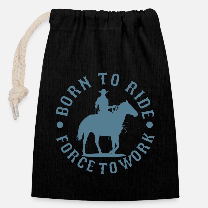 équitation Western - Sac cadeau en coton avec cordon (14 x 20 cm) - noir