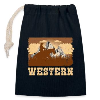 équitation Western - Sac cadeau en coton avec cordon (14 x 20 cm) - bleu marine - Devant