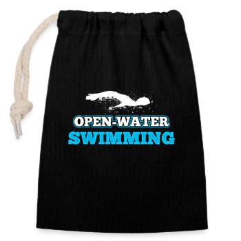 Schwimmen Freiwasser - Verschließbarer Geschenkbeutel aus Baumwolle (14x20cm) - Schwarz - Vorne