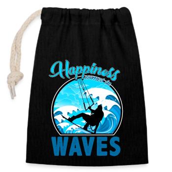 Kitesurfing, kiteboarding - Closable cotton gift bag (14x20cm) - black - Front