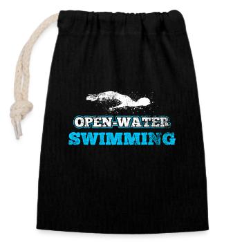 Schwimmen - Verschließbarer Geschenkbeutel aus Baumwolle (14x20cm) - Schwarz - Vorne
