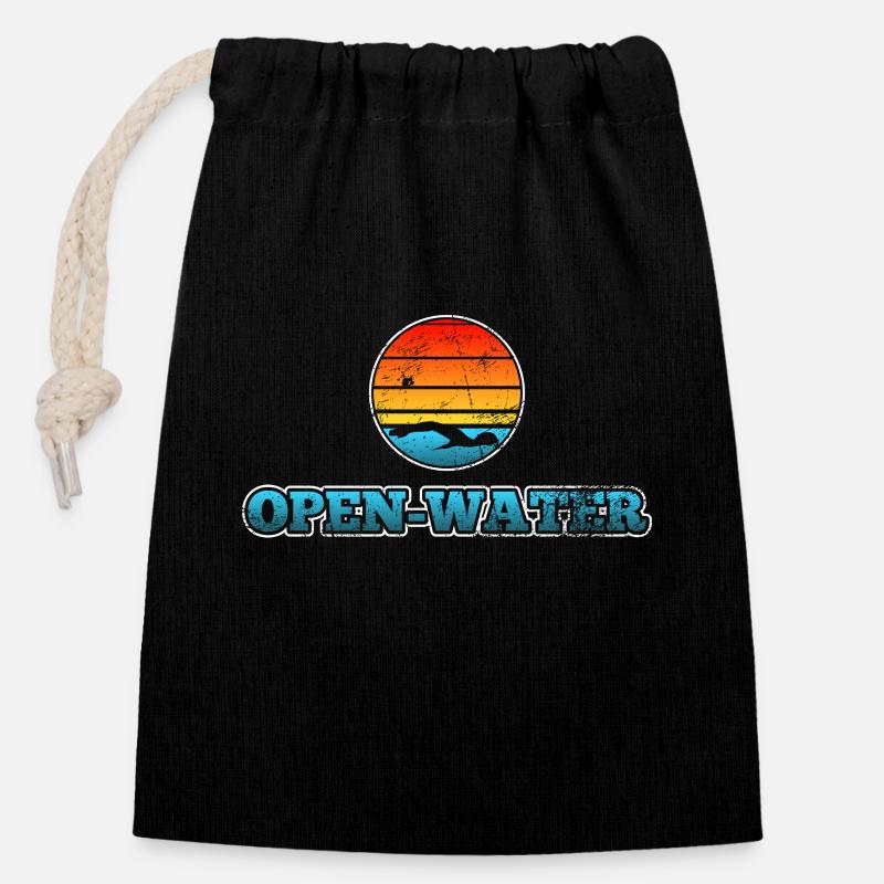 Swimming open water - Closable cotton gift bag (14x20cm) - black