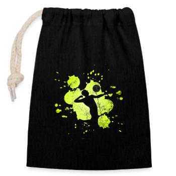 volleyball - Closable cotton gift bag (14x20cm) - black - Front