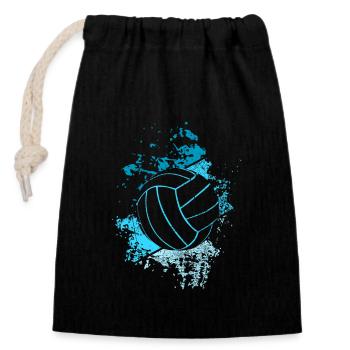 Retro volleyball player volleyball - Closable cotton gift bag (14x20cm) - black - Front