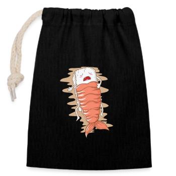 Sushi Reis schläft unter Shrimp - Verschließbarer Geschenkbeutel aus Baumwolle (14x20cm) - Schwarz - Vorne