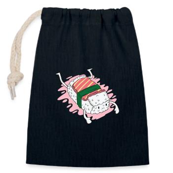 Riz à sushi au saumon - Sac cadeau en coton avec cordon (14 x 20 cm) - bleu marine - Devant