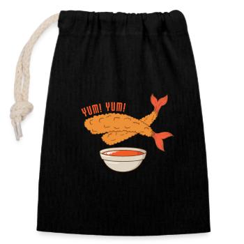 fried shrimp - Closable cotton gift bag (14x20cm) - black - Front