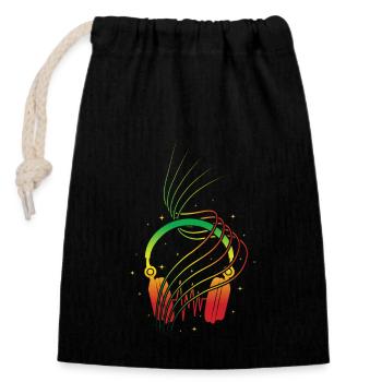 Reggae - Verschließbarer Geschenkbeutel aus Baumwolle (14x20cm) - Schwarz - Vorne