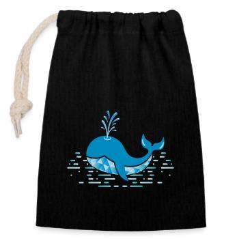 whale - Closable cotton gift bag (14x20cm) - black - Front
