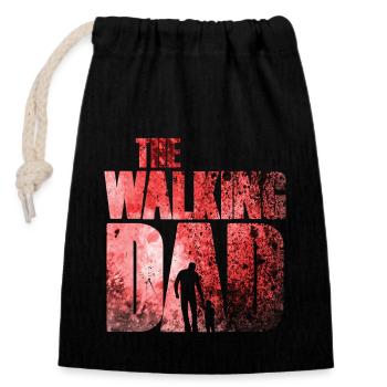 The Walking Dad Vater und Sohn - Verschließbarer Geschenkbeutel aus Baumwolle (14x20cm) - Schwarz - Vorne