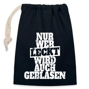 Nur Wer Leckt Wird Auch Geblasen Sex Blasen Oral - Verschließbarer Geschenkbeutel aus Baumwolle (14x20cm) - Navy - Vorne