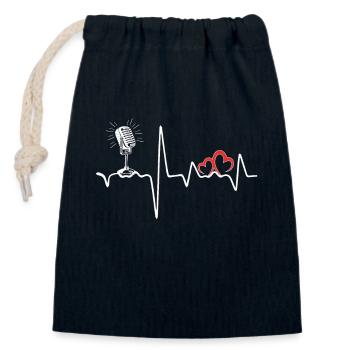 Mikrophon Herzschlag Musiker Sänger Sänger T-Shirt - Verschließbarer Geschenkbeutel aus Baumwolle (14x20cm) - Navy - Vorne