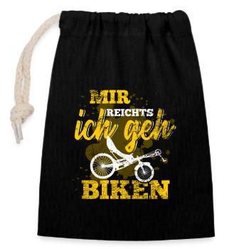 Retro Liegerad Fahrrad - Verschließbarer Geschenkbeutel aus Baumwolle (14x20cm) - Schwarz - Vorne