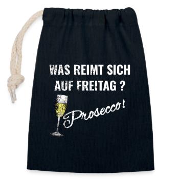 Prosecco am Wochenende - Verschließbarer Geschenkbeutel aus Baumwolle (14x20cm) - Navy - Vorne