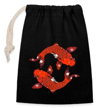 Koi Red - Closable cotton gift bag (14x20cm) - black - Front