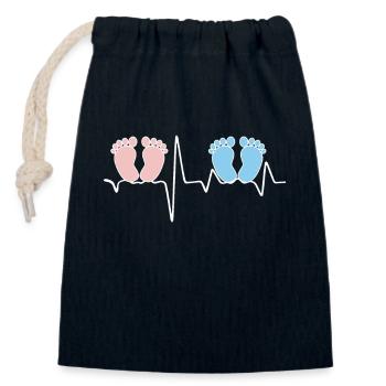 Heartbeat EKG twin mother twin father tea - Closable cotton gift bag (14x20cm) - navy - Front