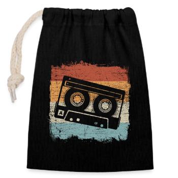 Cassette rétro cassette mixtape oldschool - Sac cadeau en coton avec cordon (14 x 20 cm) - noir - Devant
