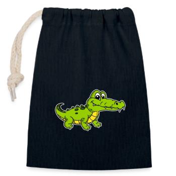 Süßer Aligator Krokodil Reptil - Verschließbarer Geschenkbeutel aus Baumwolle (14x20cm) - Navy - Vorne