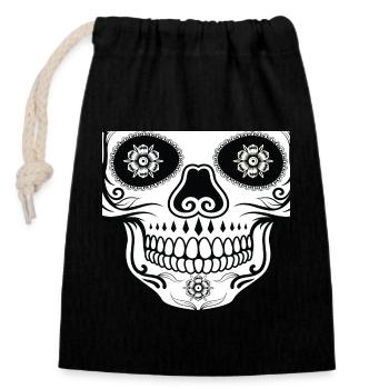 Crâne de mort mexicain Protection buccale - Sac cadeau en coton avec cordon (14 x 20 cm) - noir - Devant