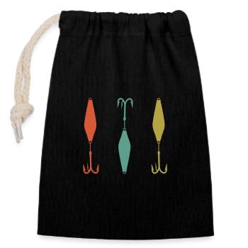 Pilker fish hook - Closable cotton gift bag (14x20cm) - black - Front
