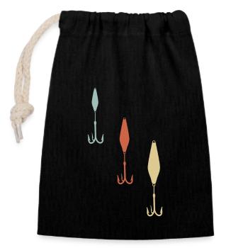 Fishing fish hook - Closable cotton gift bag (14x20cm) - black - Front