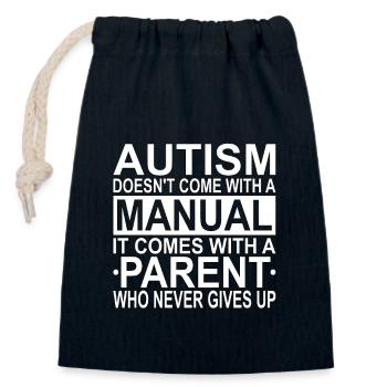 Autistic, autism - Closable cotton gift bag (14x20cm) - navy - Front