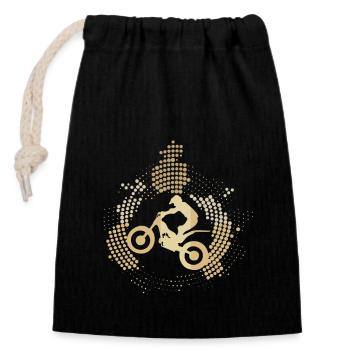 Moto d'essai - Sac cadeau en coton avec cordon (14 x 20 cm) - noir - Devant