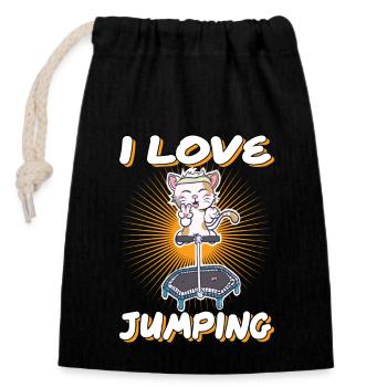 I love Jumping cat trampoline jumpstyle hopping - Sac cadeau en coton avec cordon (14 x 20 cm) - noir - Devant