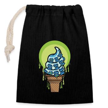 Tentakel Ice Cream Eis Tintenfisch Oktopus - Verschließbarer Geschenkbeutel aus Baumwolle (14x20cm) - Schwarz - Vorne