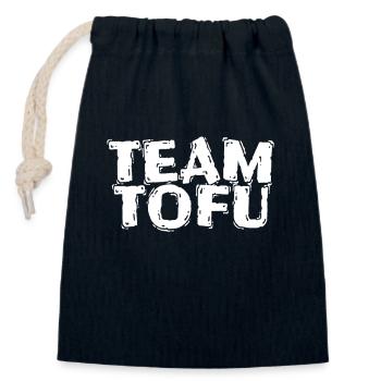 Vegan tofu - Closable cotton gift bag (14x20cm) - navy - Front