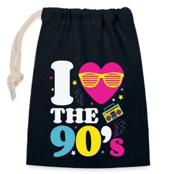 90s 90s 90s fashion 90s music - Closable cotton gift bag (14x20cm) - navy - Front