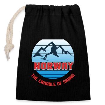 Norway, Scandinavia, fishing - Closable cotton gift bag (14x20cm) - black - Front