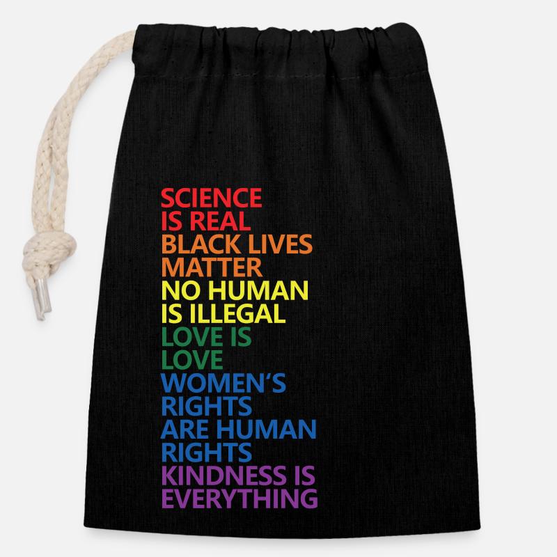 Science Is Real Black Lives Matter LGBT Pride BLM - Verschließbarer Geschenkbeutel aus Baumwolle (14x20cm) - Schwarz