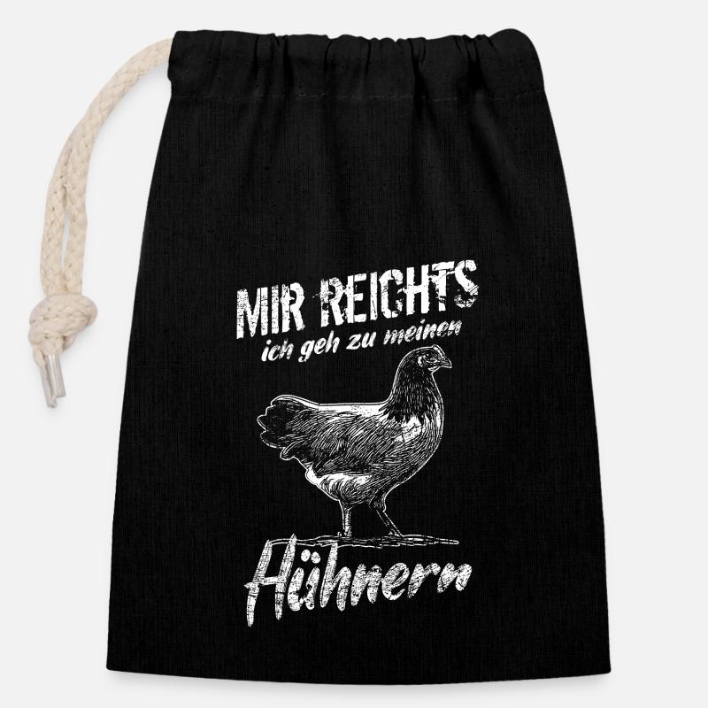 Huhn Hühnerstall Vorwerkhühner - Verschließbarer Geschenkbeutel aus Baumwolle (14x20cm) - Schwarz