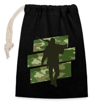 Jäger Camouflage - Verschließbarer Geschenkbeutel aus Baumwolle (14x20cm) - Schwarz - Vorne