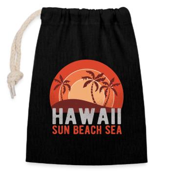 Hawaii - Sac cadeau en coton avec cordon (14 x 20 cm) - noir - Devant