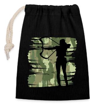 Archer - Sac cadeau en coton avec cordon (14 x 20 cm) - noir - Devant