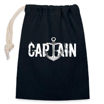 Captain Anchor - Verschließbarer Geschenkbeutel aus Baumwolle (14x20cm) - Navy - Vorne