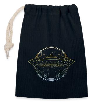 Ufo motiv - Closable cotton gift bag (14x20cm) - navy - Front