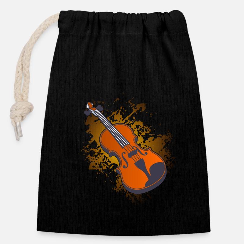 Violon violon - Sac cadeau en coton avec cordon (14 x 20 cm) - noir