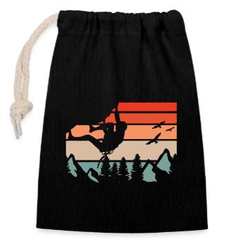 Bouldering boulder - Closable cotton gift bag (14x20cm) - black - Front