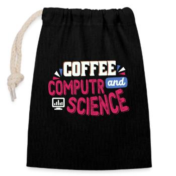 Chemise cadeaux café et ingénieur en informatique - Sac cadeau en coton avec cordon (14 x 20 cm) - noir - Devant